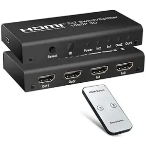 PremiumCord HDMI Switch 2:2, 3D, 1080p mit Fernbedienung