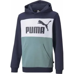 Puma ESS+COLORBLOCK HOODIE TR Jungen Sweatshirt, dunkelblau, veľkosť 164