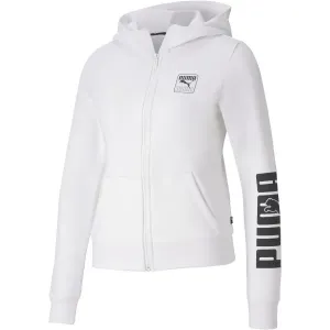 Puma REBEL FULL ZIP HOODIE FL Damen Sweatshirt, weiß, veľkosť L
