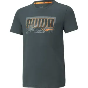 Puma ALPHA HOLIDAY TEE B Kindershirt, dunkelgrün, veľkosť 140