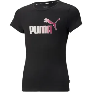 Puma ESS+BLEACH LOGO TEE Damenshirt, schwarz, veľkosť 140