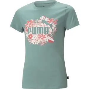 Puma ESS+ FLOWER POWER TEE G ADRIATIC Mädchen Shirt, grün, veľkosť 152