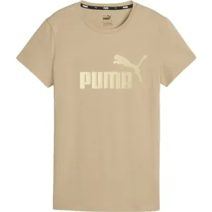 Puma ESS+ METALLIC LOGO TEE Damenshirt, beige, größe