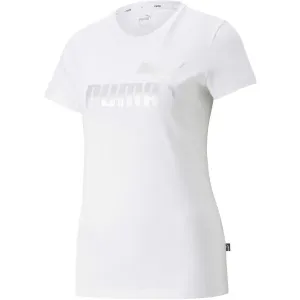 Puma ESS+ METALLIC LOGO TEE Damenshirt, weiß, größe #1637599