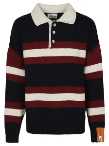 RIGHT FOR - Wool Striped Long Sleeve Polo Shirt