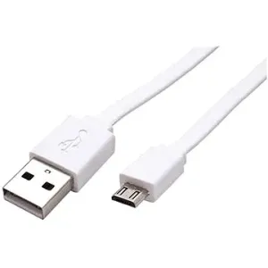 ROLINE USB 2.0 - USB A(M) -> micro USB B(M), 1m, flach, weiss