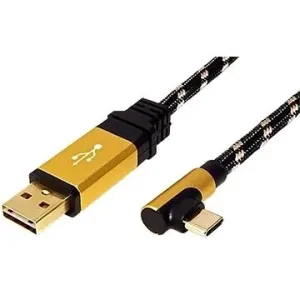 Roline GOLD USB 2.0-Kabel, doppelseitiges USB A (M) - USB C (M) abgewinkelt (90 °), 0,8 m