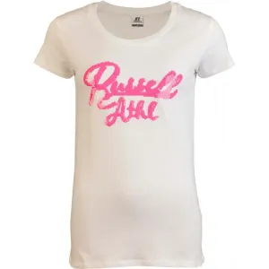 Russell Athletic SEQUINS S/S  CREWNECK TEE SHIRT Damen Shirt, weiß, größe