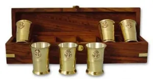 Sailor 6 mini mugs brass - inside silverplated