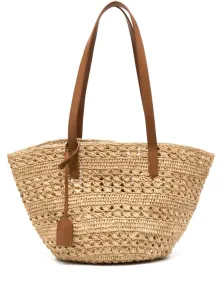 SAINT LAURENT - Panier Small Crochet Raffia Shopping Bag #1557377