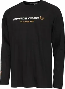 Savage Gear Angelshirt Signature Logo Long Sleeve T-Shirt Black Caviar Black Caviar 3XL