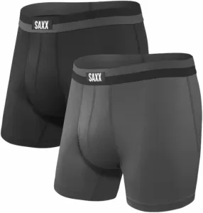 SAXX Sport Mesh 2-Pack Boxer Brief Black/Graphite S Fitness Unterwäsche