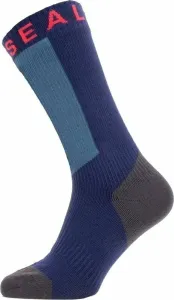 Sealskinz Waterproof Warm Weather Mid Length Sock With Hydrostop Navy Blue/Grey/Red L Fahrradsocken