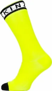 Sealskinz Waterproof Warm Weather Mid Length Sock With Hydrostop Neon Yellow/Black/White L Fahrradsocken