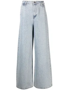 SELF PORTRAIT - Rhinestones Wide Leg Denim Jeans #1498604