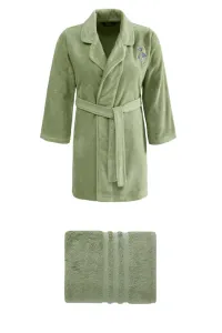 Kurzer Damenbademantel LILLY in einer Geschenkverpackung + Handtuch Hellgrün M + Handtuch 50x100cm + Box,Kurzer Damenbademantel LILLY in einer Geschen #1309366