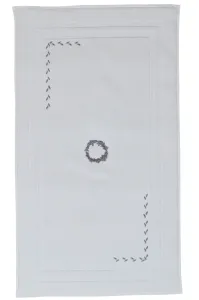 Badvorleger SEHZADE 50x90 cm Weiß-Stickerei in Silber / Silver