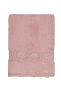 Badetuch STELLA mit Spitze 85x150 cm Rosa / Pink Rose