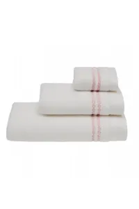 Geschenkset Hand- und Badetücher CHAINE, 3 St. Weiß-Stickerei in Pink / Pink embroidery,Geschenkset Hand- und Badetücher CHAINE, 3 St. Weiß-Stickerei