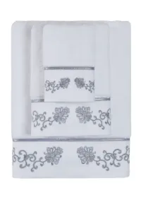 Handtuch DIARA 50x100 cm Weiß-Stickerei in Grau / Grey embroidery #1309357