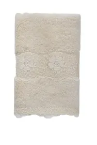 Handtuch STELLA mit Spitze 50x100 cm Creme