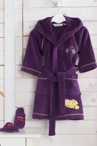 Kinderbademantel PILOT + schlappen in einer Geschenkverpackung Violett 4 Jahre (Größe 104 cm),Kinderbademantel PILOT + schlappen in einer Geschenkverp