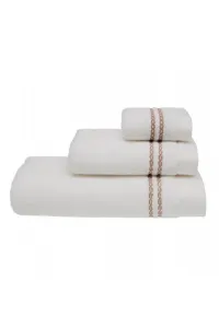 Geschenkset kleine Handtücher CHAINE, 3 St. Weiß-Stickerei in Beige / White-beige embroidery,Geschenkset kleine Handtücher CHAINE, 3 St. Weiß-Stickere