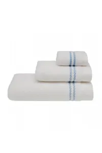 Kleines Handtuch CHAINE 30 x 50 cm Weiß-Stickerei in Blau / Blue embroidery,Kleines Handtuch CHAINE 30 x 50 cm Weiß-Stickerei in Blau / Blue embroider