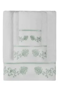 Kleines Handtuch DIARA 30 x 50 cm Weiß-Stickerei in Menthol / White-mint embroidery