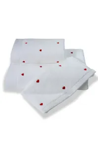 Kleines Handtuch MICRO LOVE 30x50 cm Weiß-Herzen in Rot / Red hearts