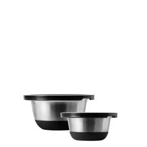 Rührschüssel-Set CNS 4-tlg. mit Kunststoffdeckel und rutschfestem Silikon-Boden Basic Kitchen #1302852
