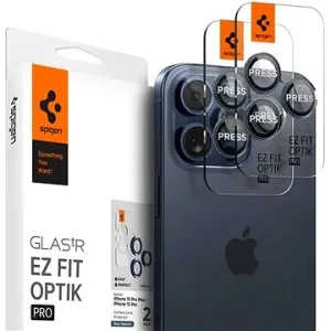 Spigen Glass tR EZ Fit Optik Pro 2 Pack Blue Titanium iPhone 15 Pro/15 Pro Max