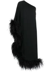 TALLER MARMO - Ubud One-shoulder Feather Trimmed Crepe Maxi Dress