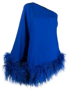 TALLER MARMO - Piccolo Ubud One-shoulder Feather-trimmed Crepe Mini Dress