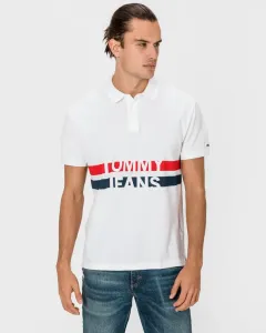 Tommy Jeans Block Stripe Polo T-Shirt Weiß