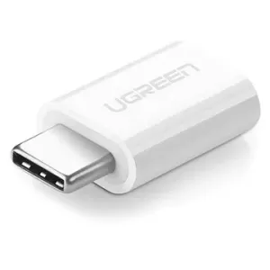 green USB-C (M) to micro USB (F) OTG Adapter White