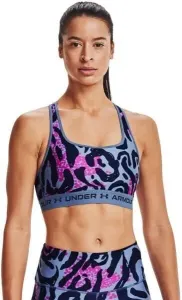 Under Armour Women's Armour Mid Crossback Printed Sports Bra Mineral Blue/Midnight Navy M Fitness Unterwäsche