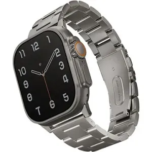 Uniq Osta Gliederarmband aus Stahl für die Apple Watch 49/45/44/42mm, Titanium (Silver)