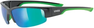 UVEX Sportstyle 215 Black Mat/Green/Mirror Green Fahrradbrille
