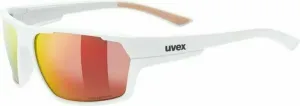 UVEX Sportstyle 233 Polarized White Mat/Litemirror Red Fahrradbrille