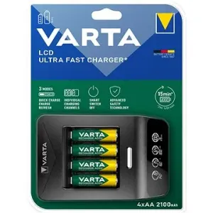VARTA LCD-Ladegerät Ultra Fast Ch. + 4x AA 56706 2100mAh + 12V