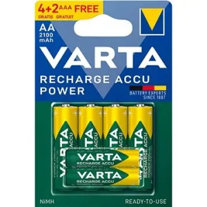 VARTA Wiederaufladbare Batterien Recharge Accu Power AA 2100 mAh R2U 4 Stück + AAA 800 mAh R2U 2 Stü