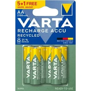 VARTA Wiederaufladbare Batterien Recharge Accu Recycled AA 2100 mAh R2U 5+1 Stück