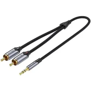 Vention 3.5mm Jack Male to 2-Male RCA Cinch Cable 2m Gray Aluminum Alloy Type