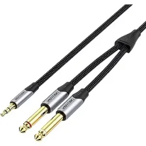 Vention Cotton Braided 3.5mm Male to 2*6.5mm Male Audio Cable 0.5M Gray Aluminum Alloy Type