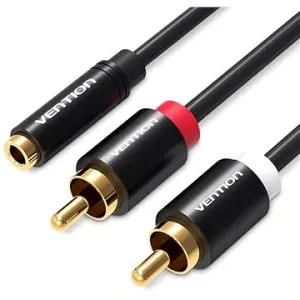 Vention 3.5mm Female to 2x RCA Male Audio Cable 2m Black Metal Type