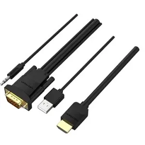 Vention HDMI to VGA Cable with Audio Output & USB Power Supply 1M schwarz