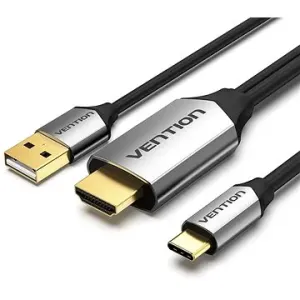 Vention Type-C (USB-C) to HDMI Cable with USB Power Supply 1m Black Metal Type
