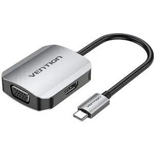 Vention USB-C to HDMI + VGA Converter 0.15M Gray Aluminum Alloy Type
