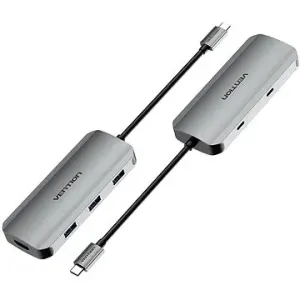 Vention USB-C zu HDMI / USB-C 3.2 Gen 1 / USB 3.0 x 3 / PD Docking Station 0,15 m - Gray Aluminum